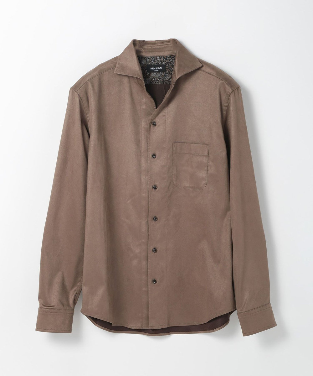 MEN'S BIGI コマスエードストレッチシャツ ブラウン