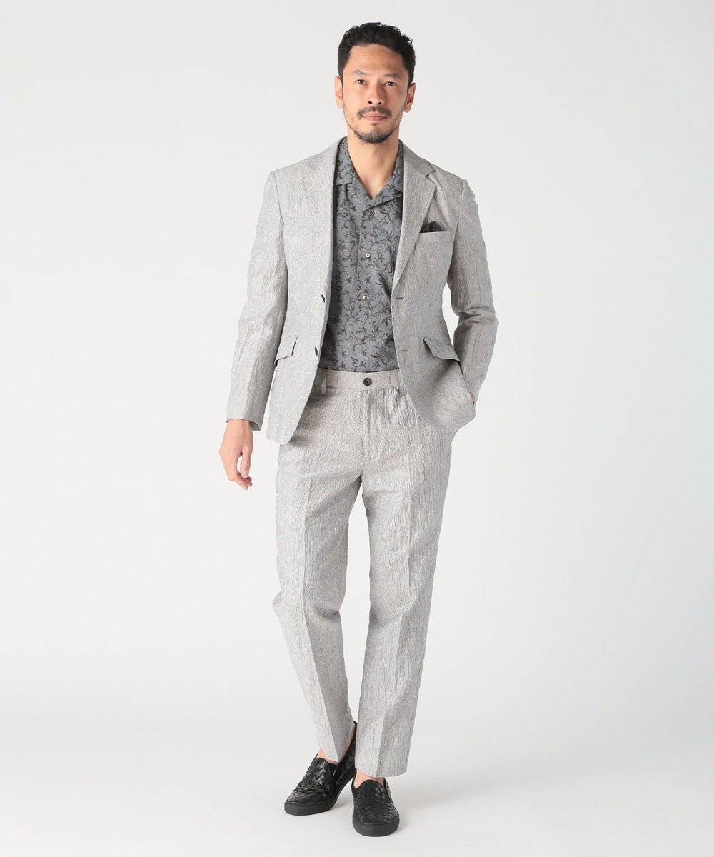 MEN'S BIGI コットンリネン楊柳サッカースラックスパンツ グレー