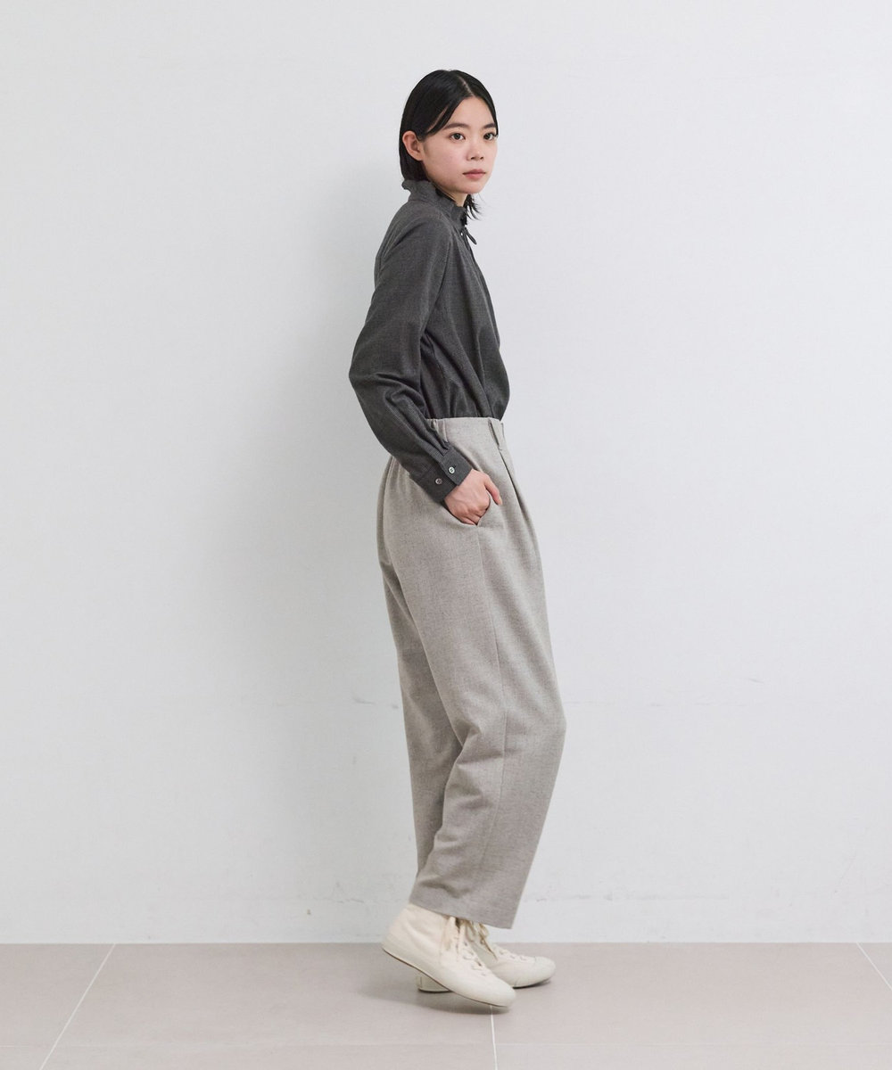 LOISIR クラシカルツイードテーパードパンツ ベージュ