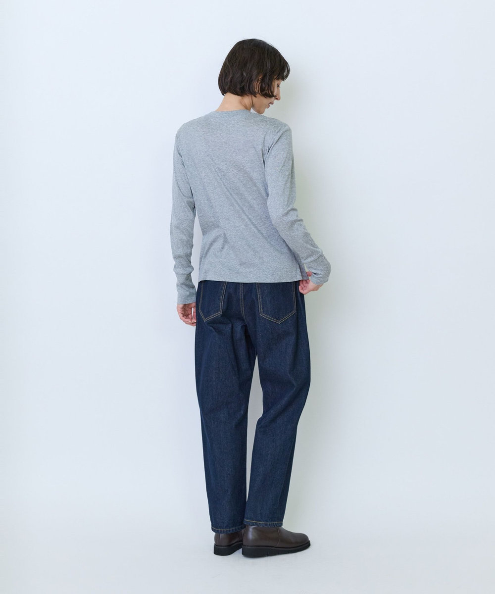 LOISIR フライス編みクルーネックプルオーバー トップグレー