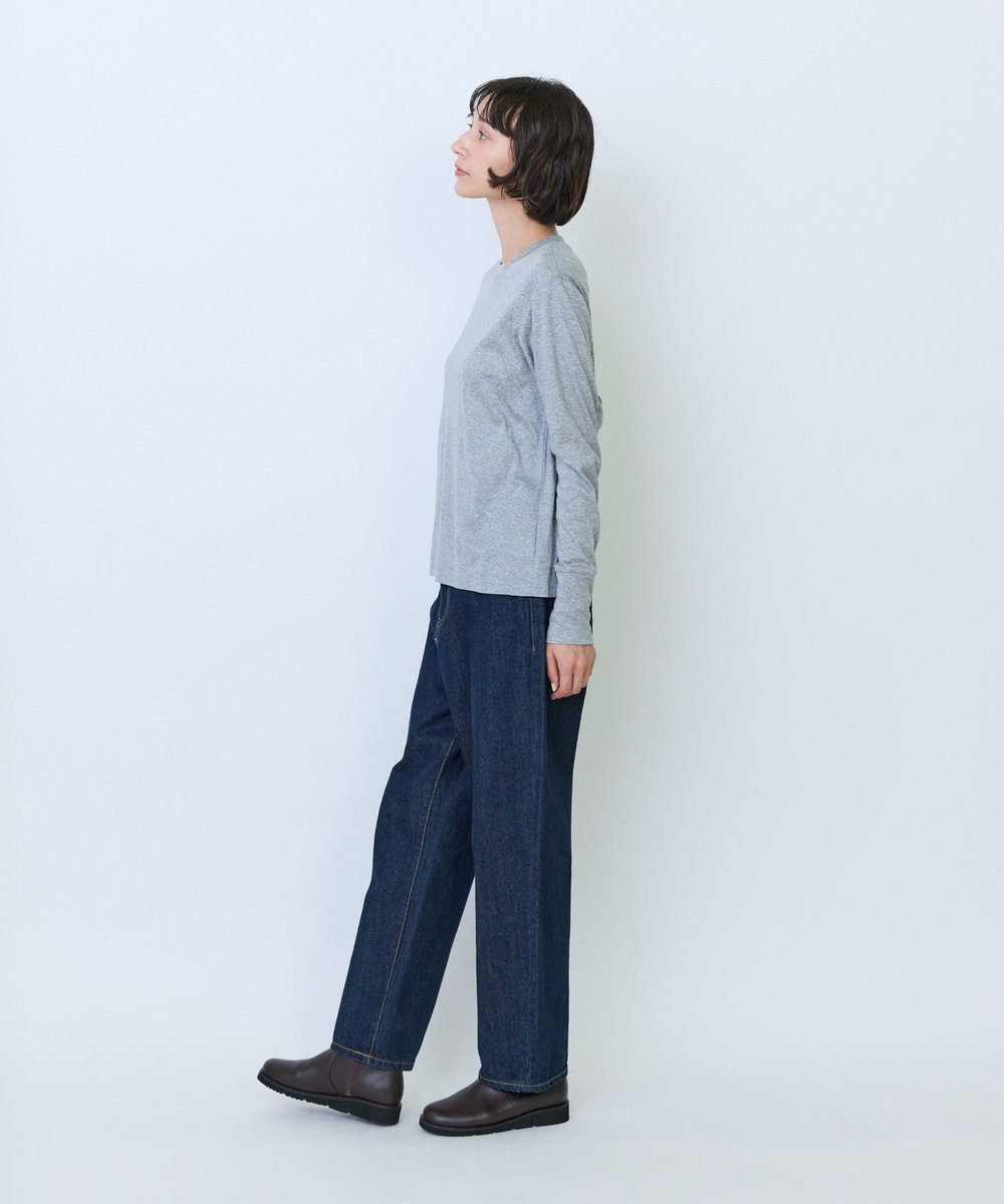 LOISIR フライス編みクルーネックプルオーバー トップグレー