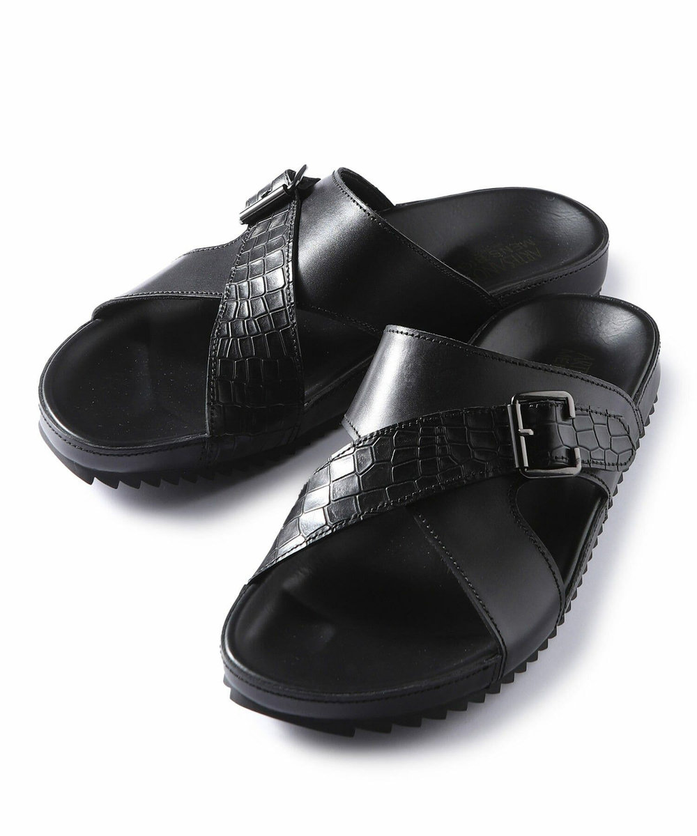 MEN'S BIGI 【Artesanos/アルテサノス】別注 レザークロスストラップサンダル ブラック