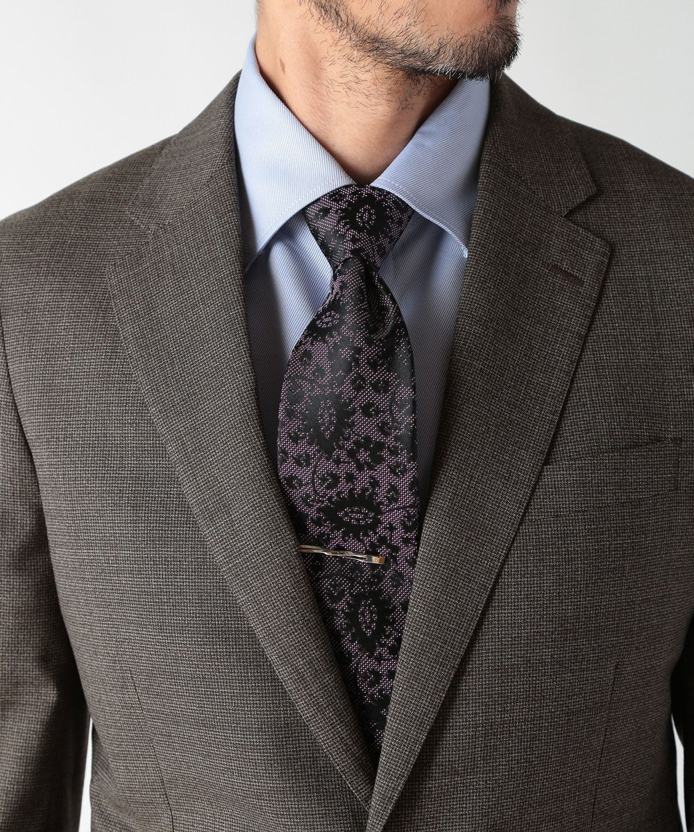 MEN'S BIGI 【TIE YOUR TIE(タイユアタイ)】シャドーフラワー柄ネクタイ ボルドー