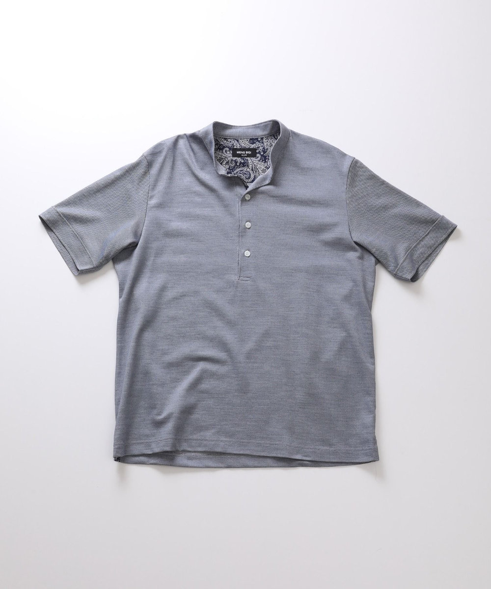 MEN'S BIGI <COOL MAX>バンドスキッパーポロシャツ ブルー