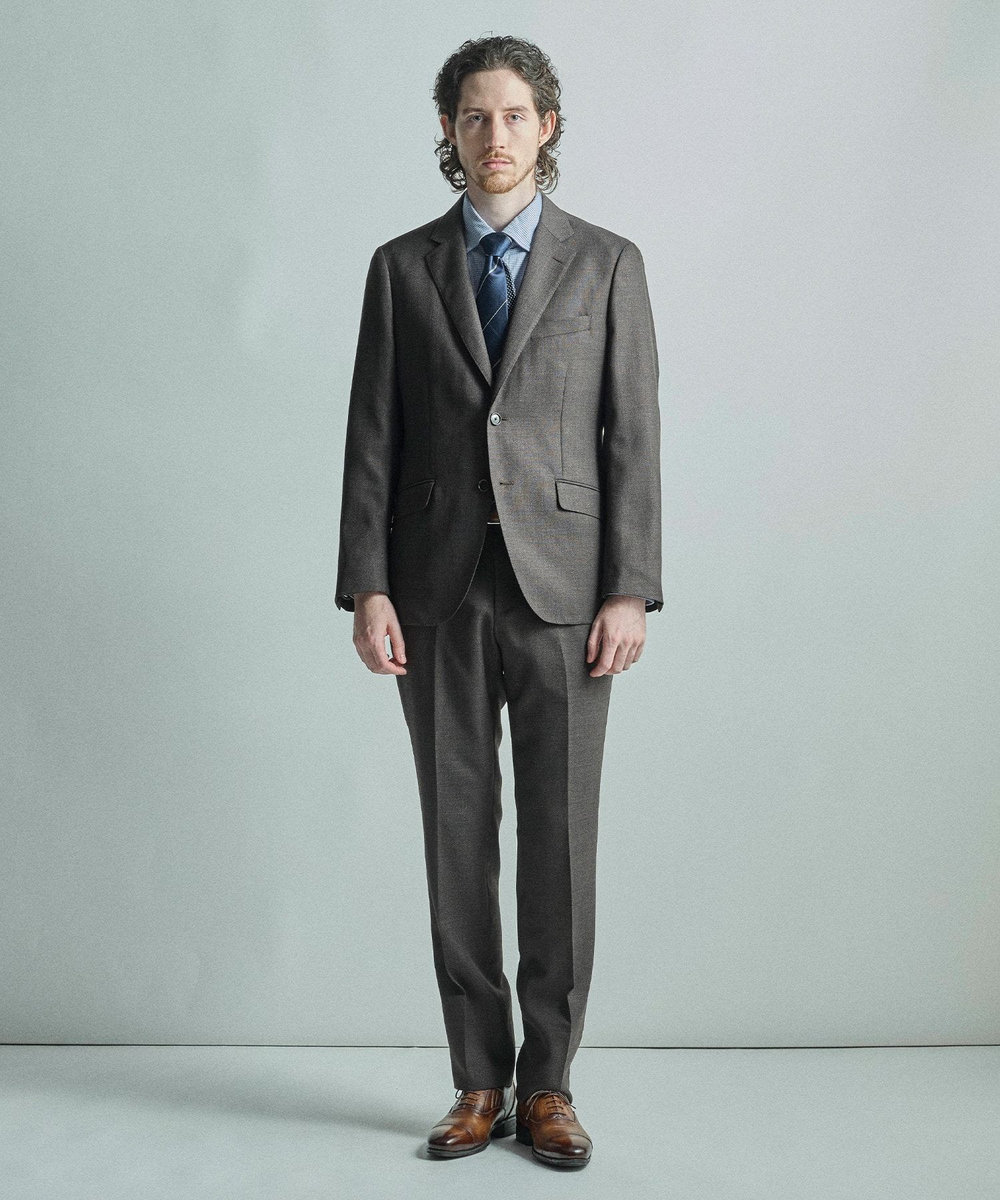 MEN'S BIGI チェック×ドット柄シルクネクタイ ブルー