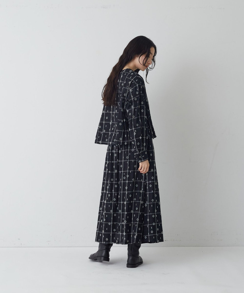 congés payés ADIEU TRISTESSE フロッキープリントチェックスカート ブラック系その他