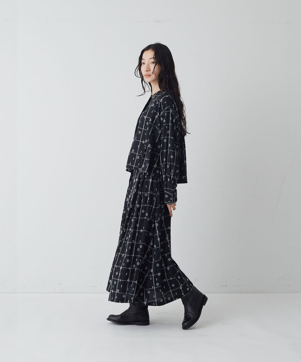 congés payés ADIEU TRISTESSE フロッキープリントチェックスカート ブラック系その他