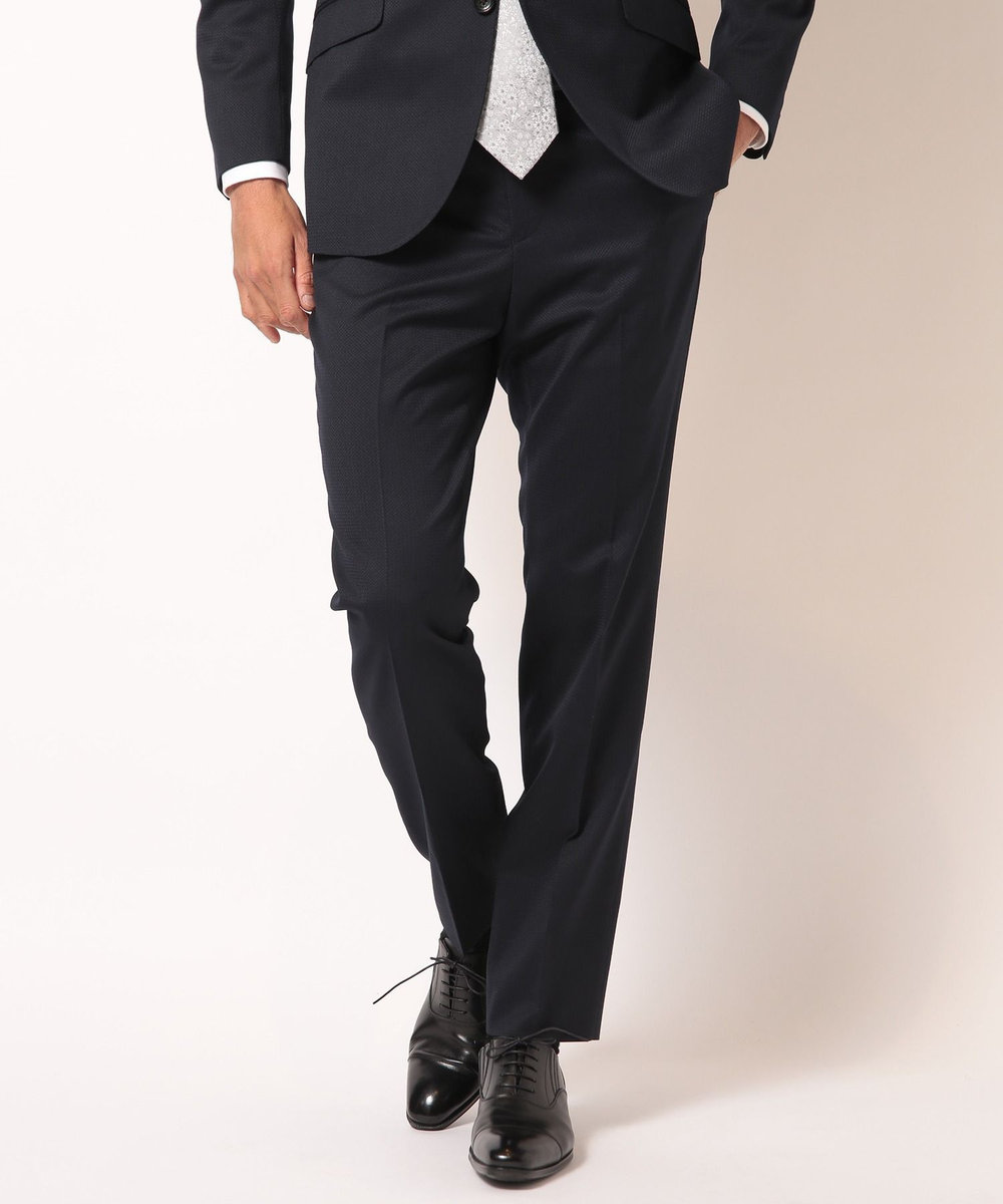 MEN'S BIGI シェブロンジャカードスーツセットアップ＜同素材ベストあり＞ ネイビー