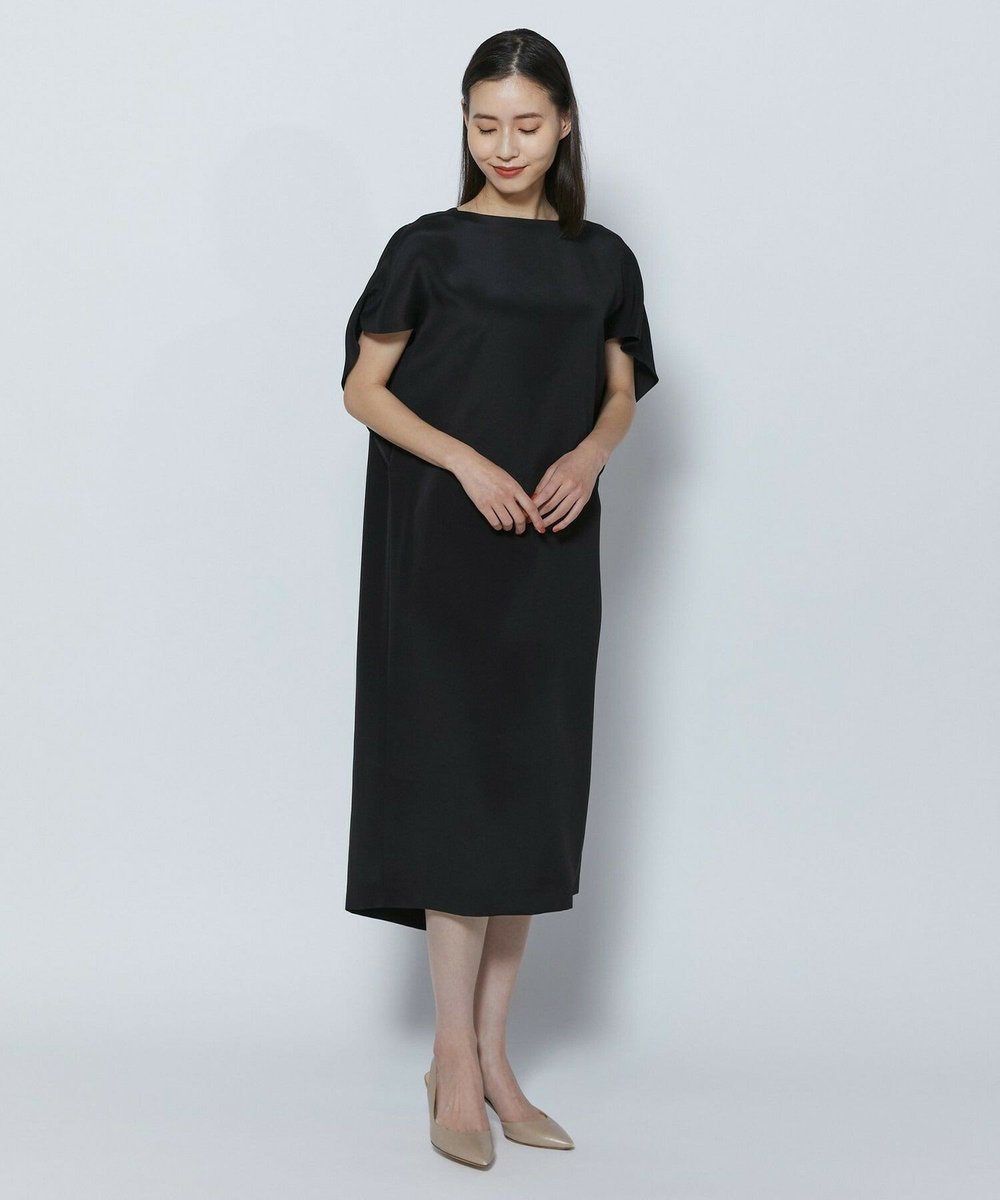 L'EQUIPE COUTURIER シルク二重織ワンピース ブラック