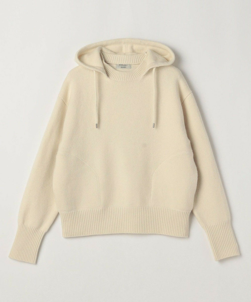 MOGA Lサイズ（大きいサイズ） 【大きいサイズ】ANNUAL×MOGA　ウールカシミヤニットパーカー オフホワイト