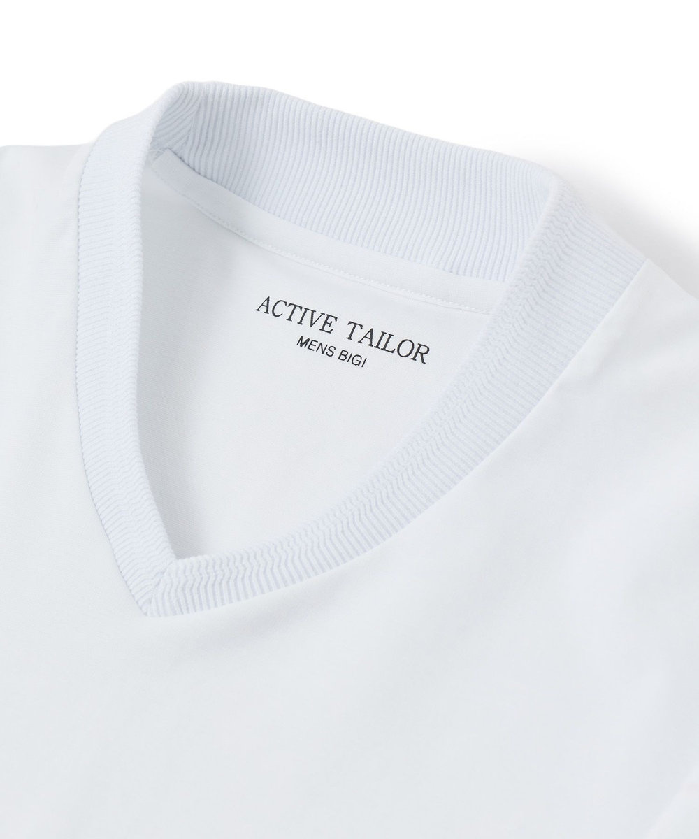 MEN'S BIGI 【ACTIVE TAILOR/アクティブテイラー】シルケットスムースVネックTシャツ＜接触冷感 / UVカット＞ ホワイト