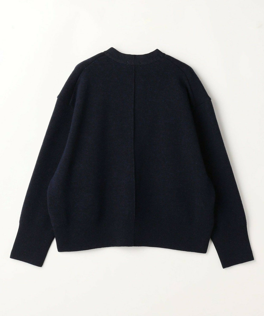 MOGA Lサイズ（大きいサイズ） 【大きいサイズ】WOOLEN×AMOSSA Vネック配色カーディガン ネイビー