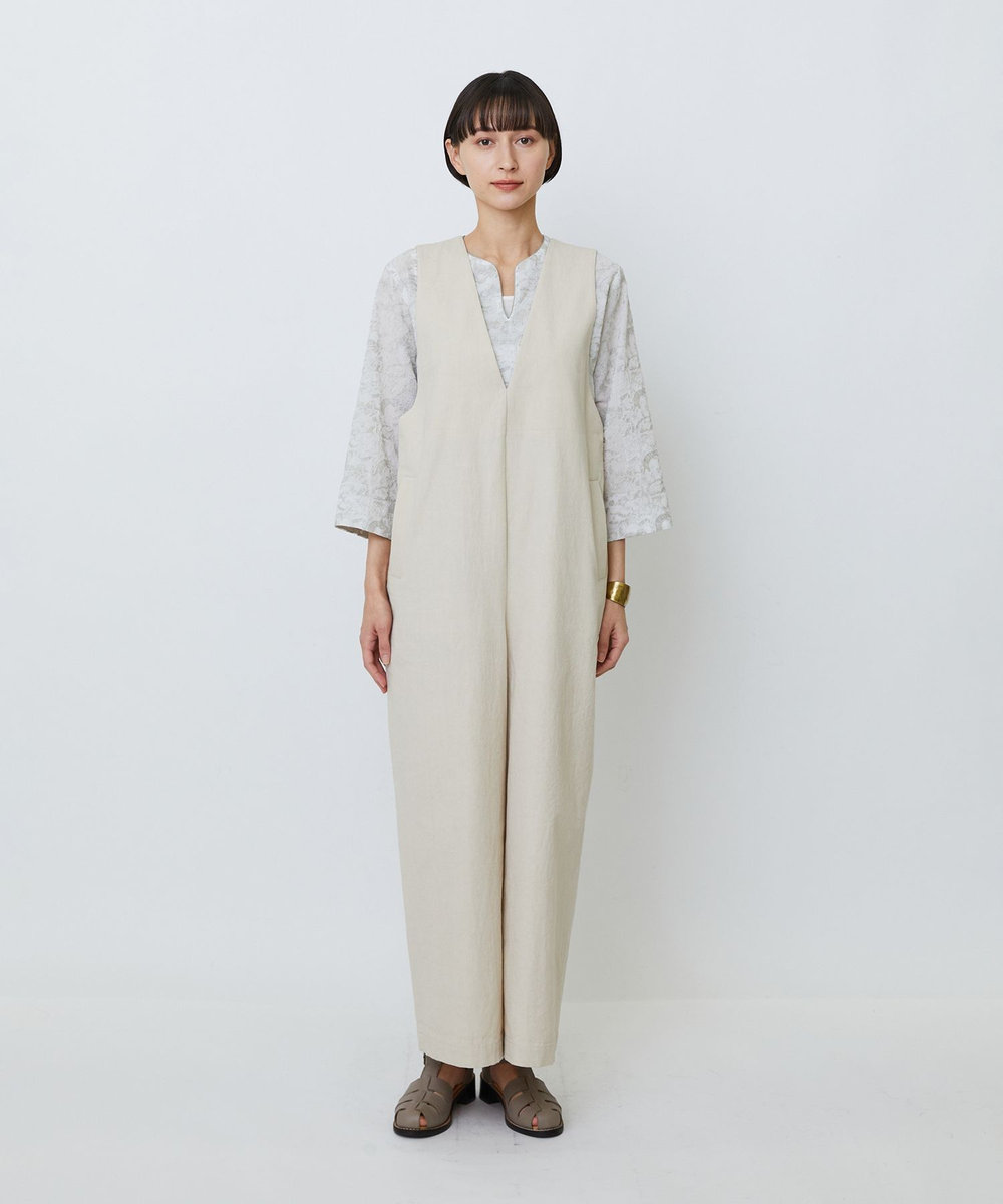LOISIR 【MTサイズ有り】グランジコットンポプリンオールインワン ベージュ系その他