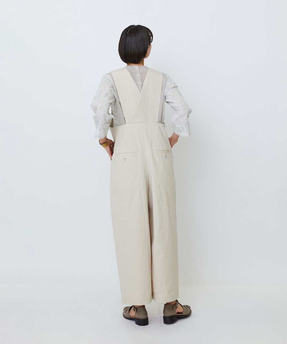 LOISIR 【MTサイズ有り】グランジコットンポプリンオールインワン ベージュ系その他