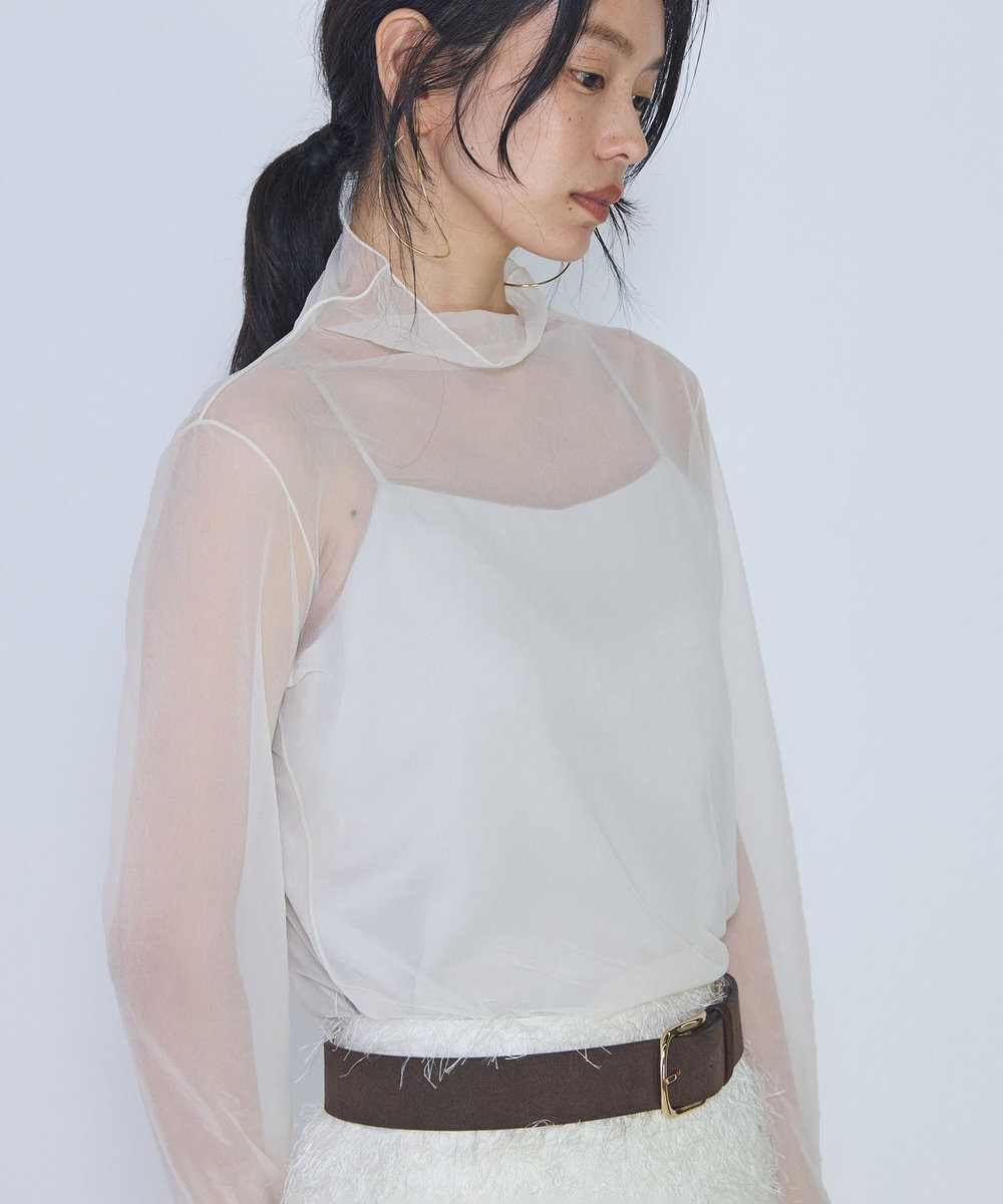1er Arrondissement シアーハイネックカットソー オフホワイト