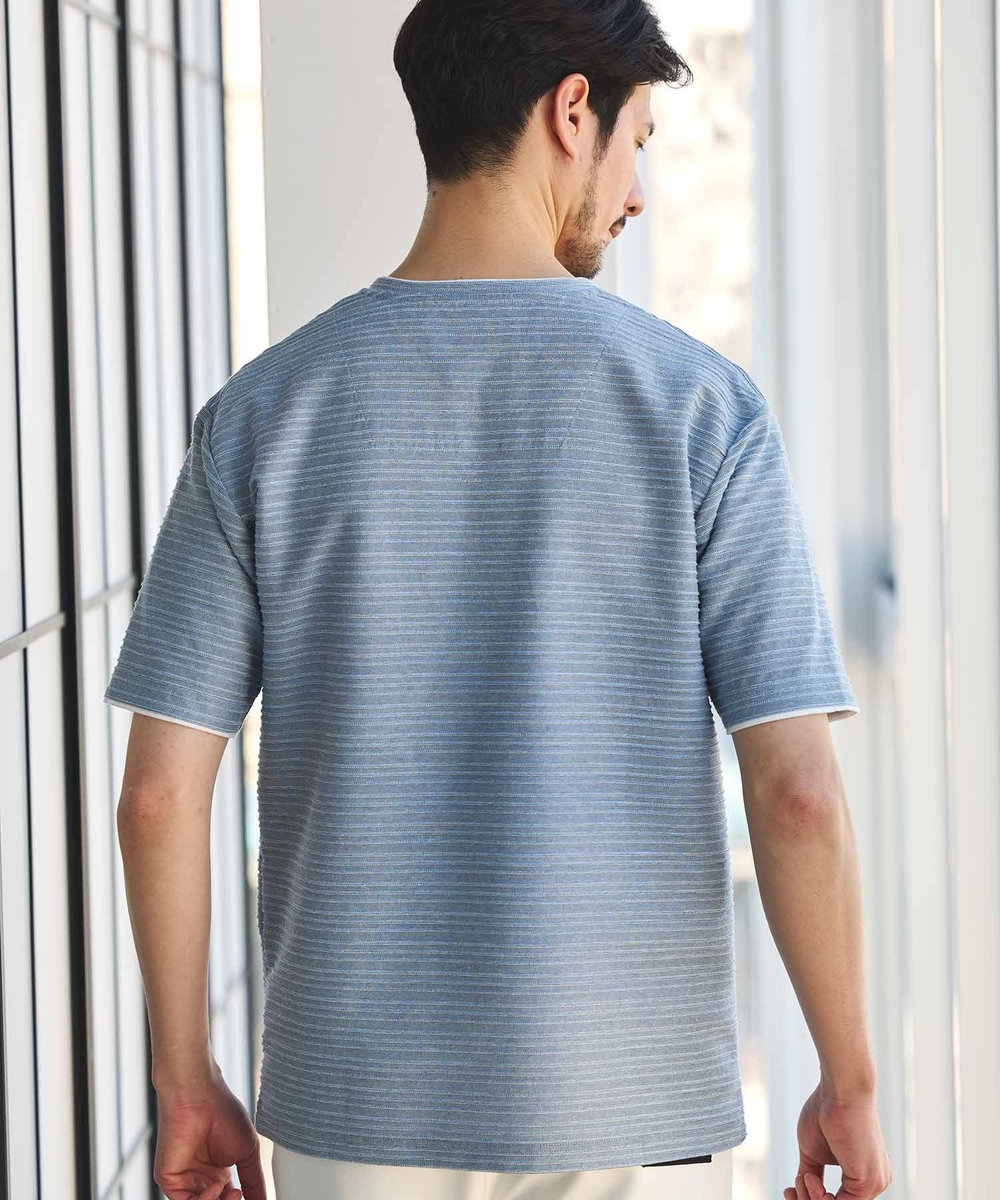 UNION STATION タックジャガードVネックTシャツ ライトブルー