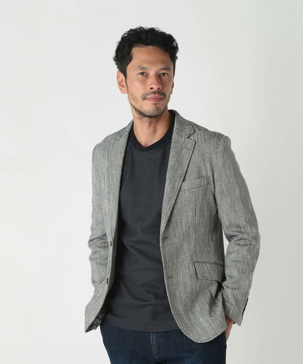 MEN'S BIGI リネン調スラブメランジジャケット ネイビー