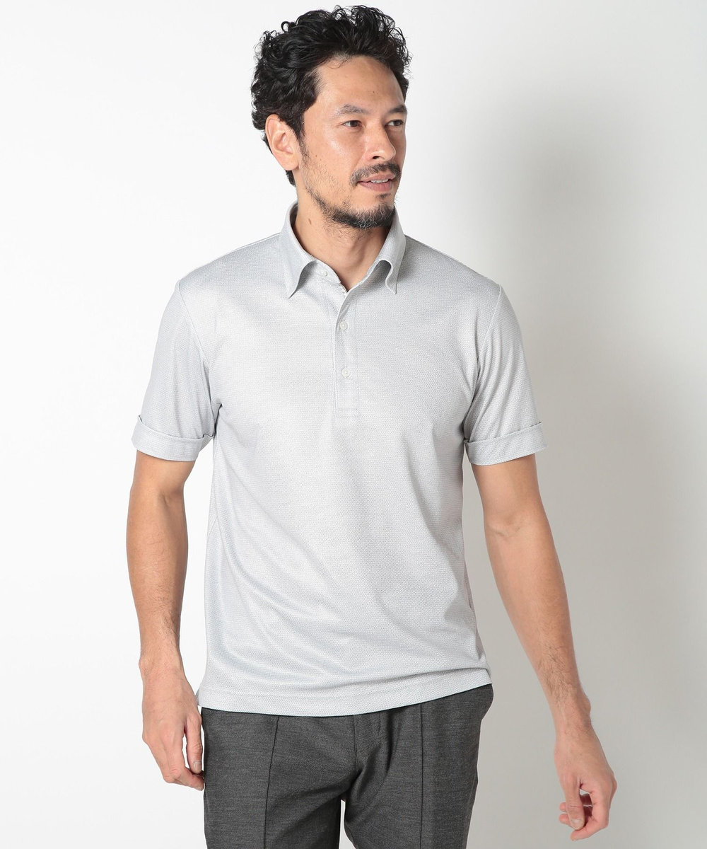 MEN'S BIGI 【ACTIVE TAILOR】COOL MAX ツイルプリントジャージポロシャツ グレー系その他