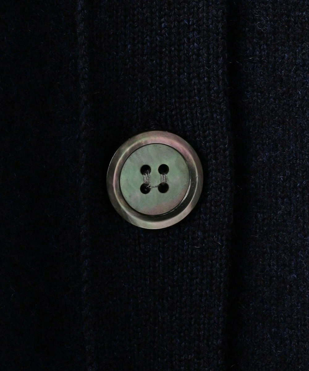 MOGA Lサイズ（大きいサイズ） 【大きいサイズ】WOOLEN×AMOSSA Vネック配色カーディガン ネイビー