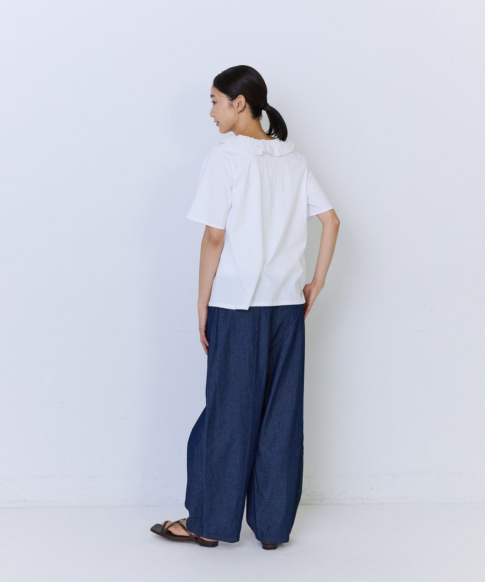 ADIEU TRISTESSE フリルカラーVネックプルオーバー ホワイト