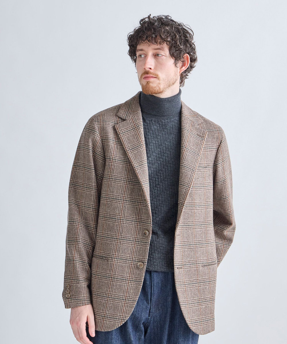 MEN'S BIGI 【BASED ON MEN'S BIGI HERITAGE】グレンチェック リラックス3Bジャケット ブラウン