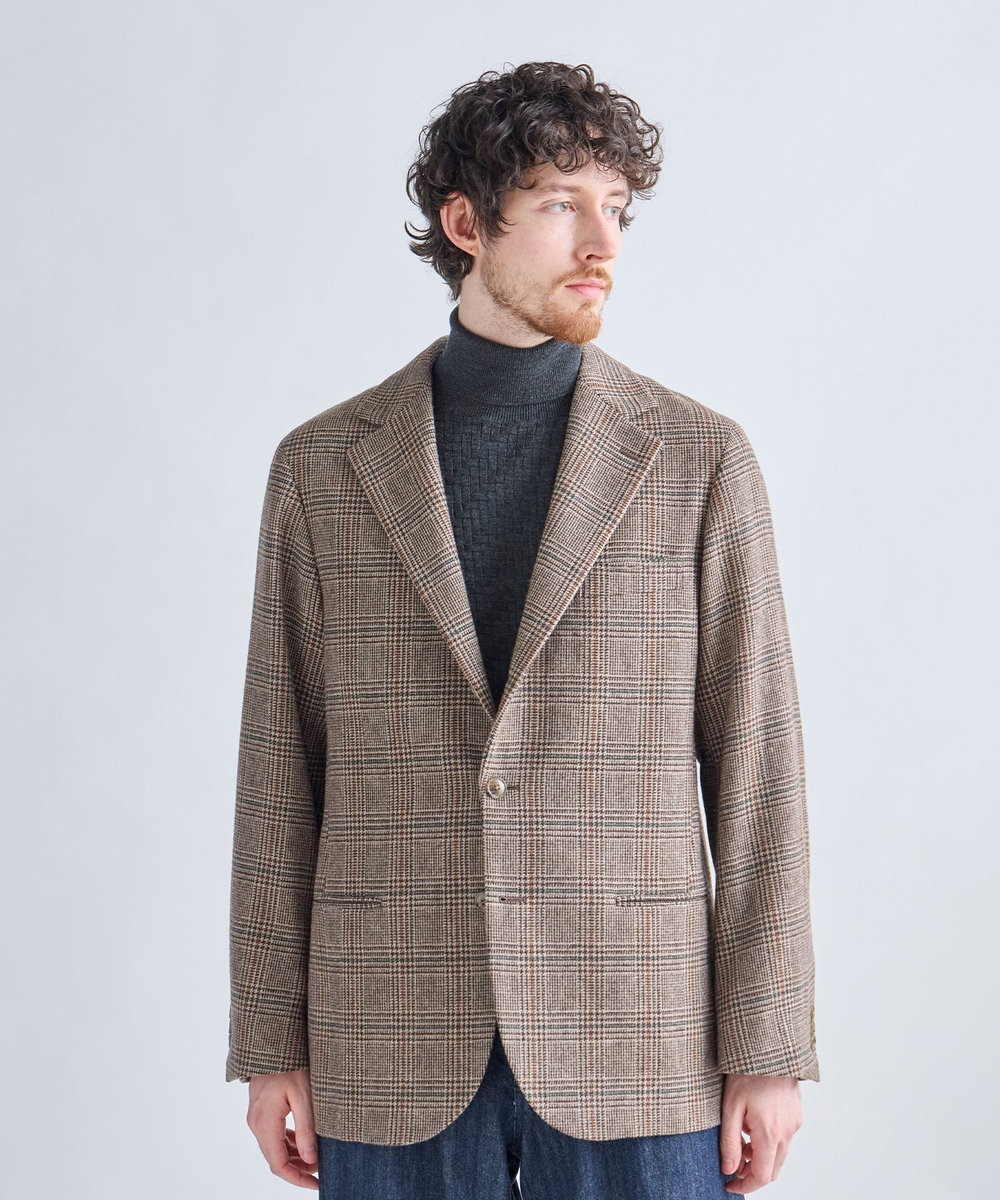 MEN'S BIGI 【BASED ON MEN'S BIGI HERITAGE】グレンチェック リラックス3Bジャケット ブラウン