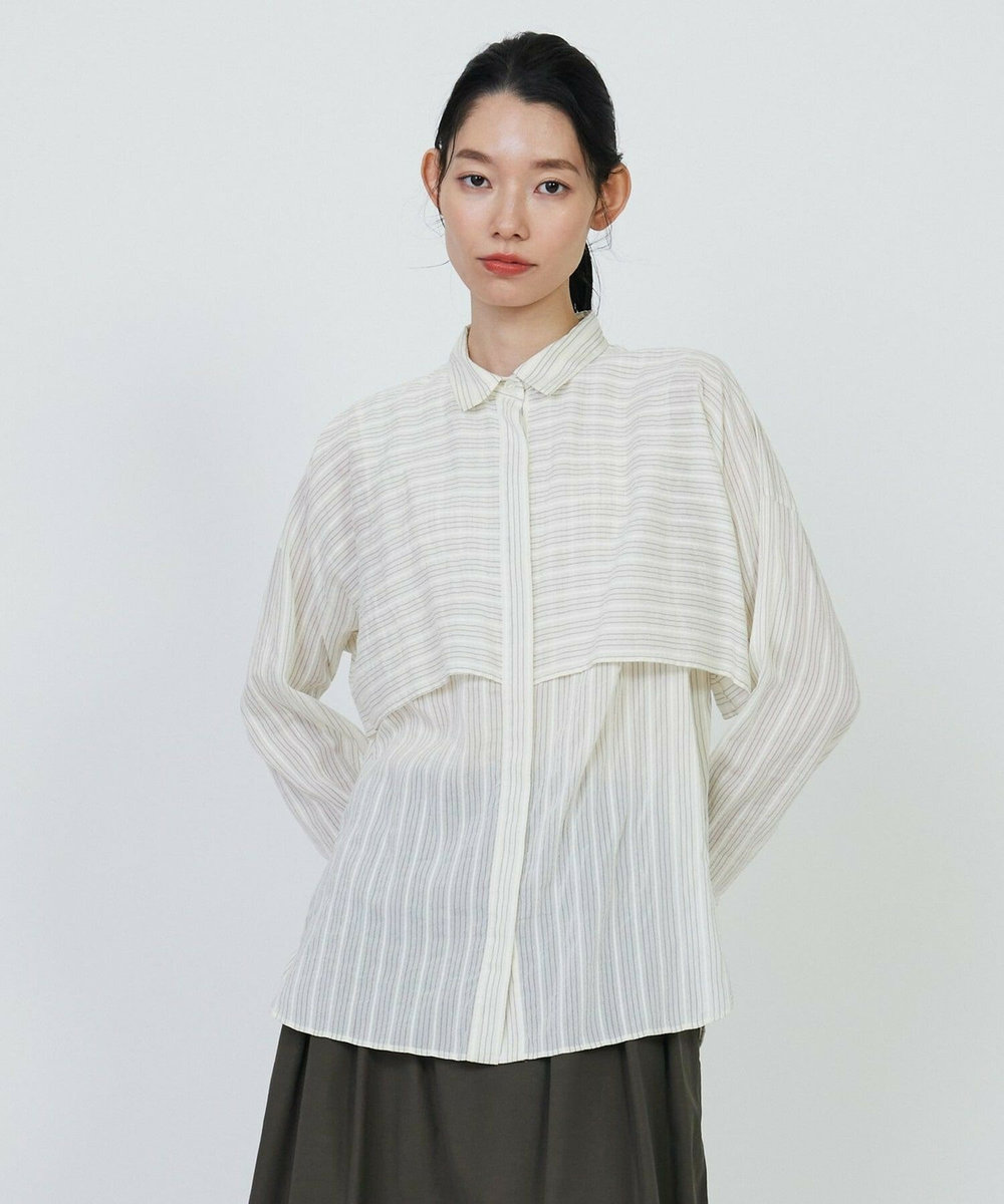 L'EQUIPE ドライタッチストライプシャツ ホワイト