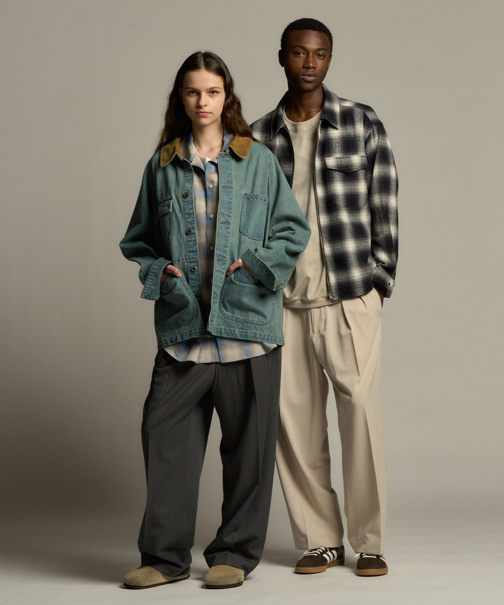 MEN'S BIGI オンブレーチェックシャツブルゾン ブラック系その他