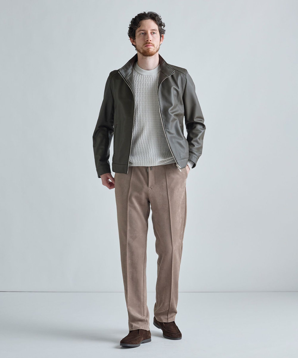 MEN'S BIGI フェイクスエードダンボール リラックスイージーパンツ ベージュ