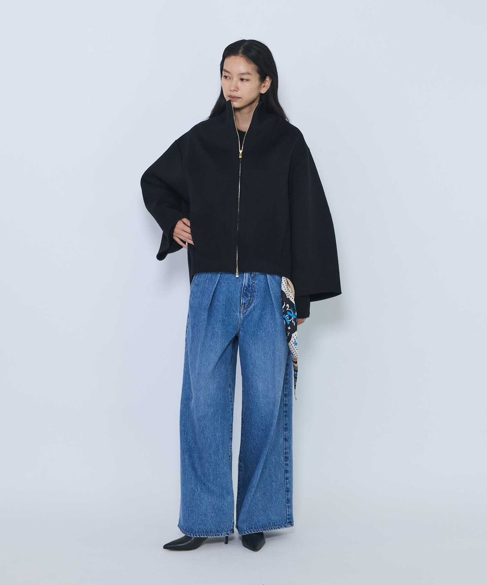 1er Arrondissement スタンドカラージップコート ブラック