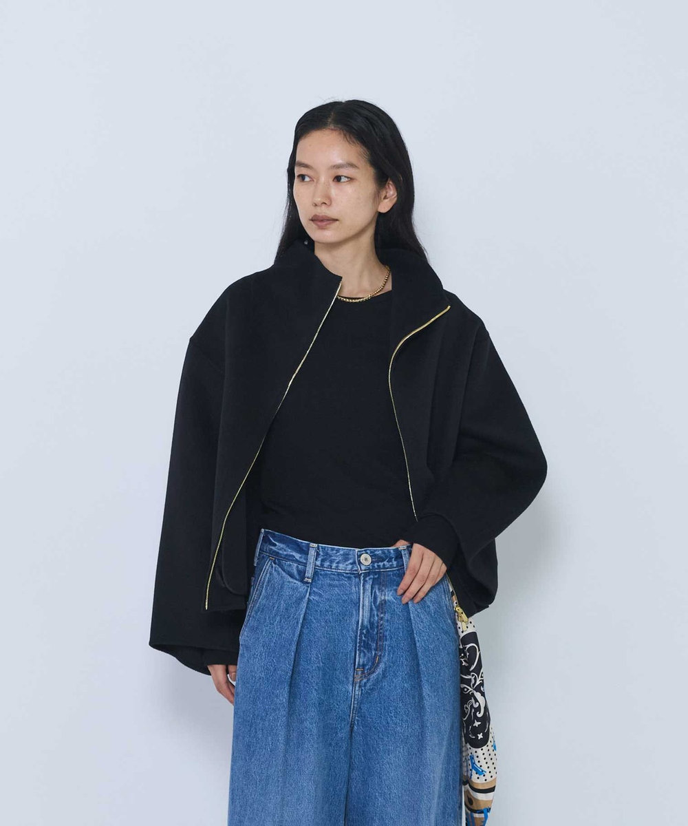 1er Arrondissement スタンドカラージップコート ブラック