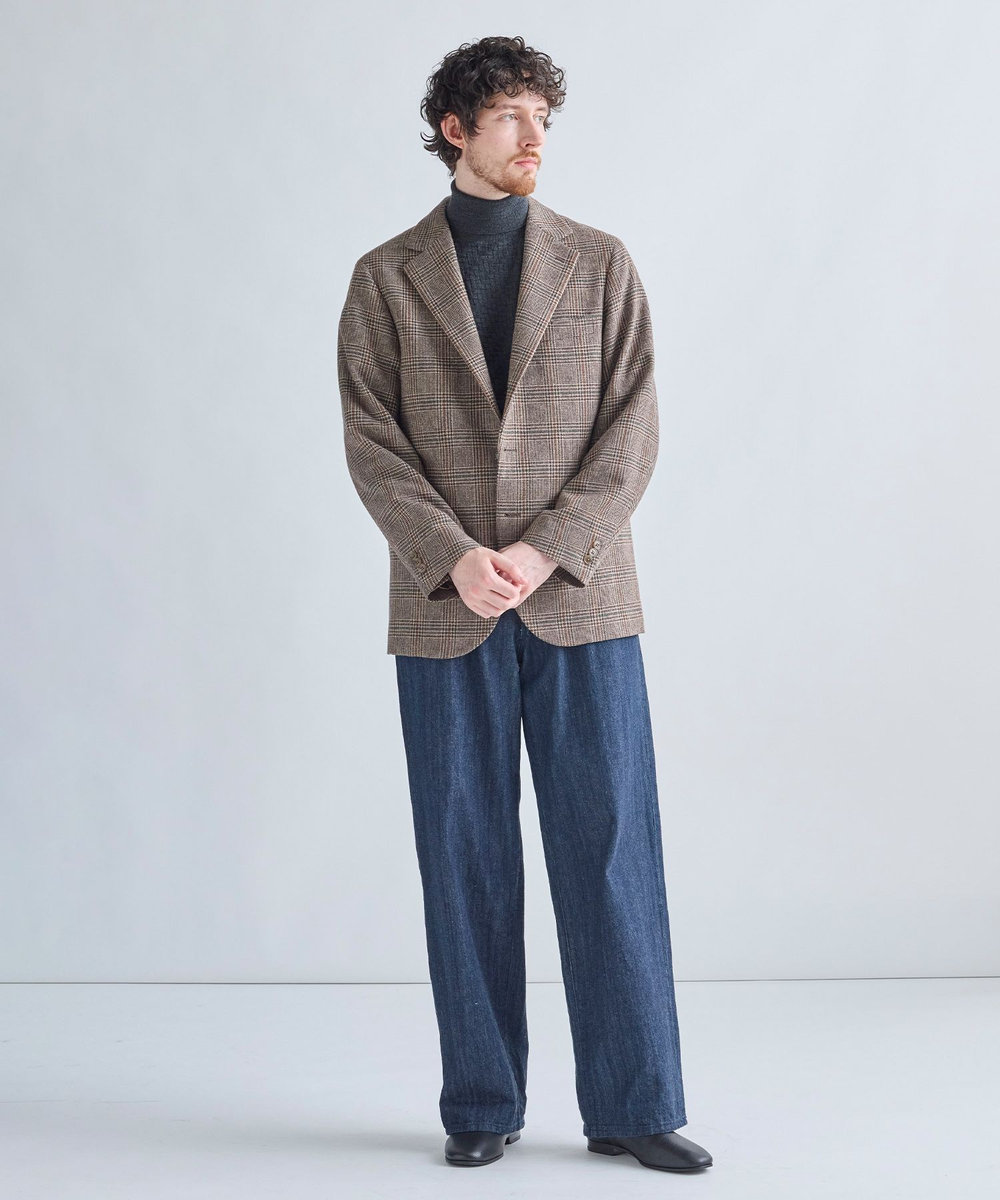 MEN'S BIGI 【BASED ON MEN'S BIGI HERITAGE】グレンチェック リラックス3Bジャケット ブラウン