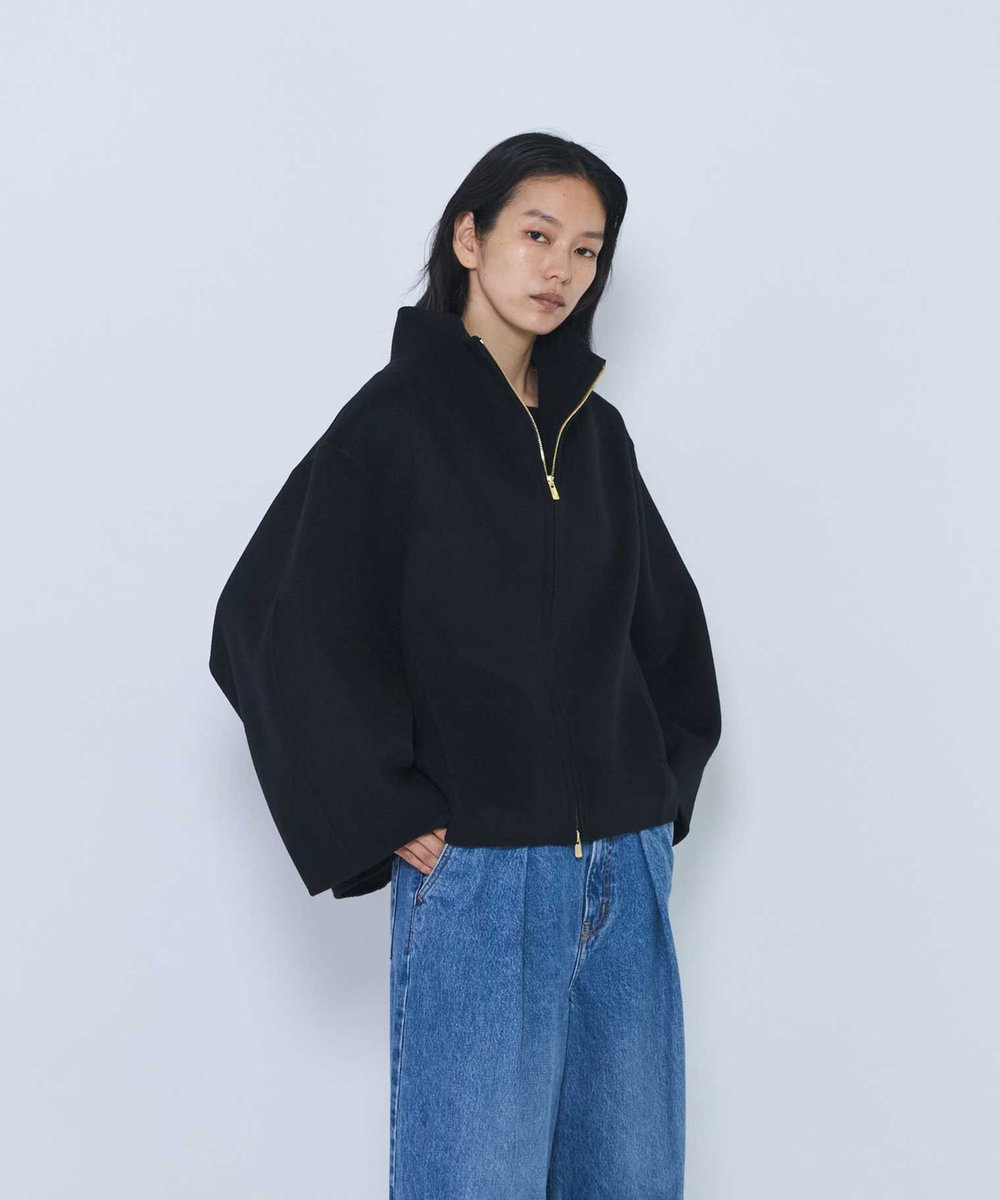 1er Arrondissement スタンドカラージップコート ブラック