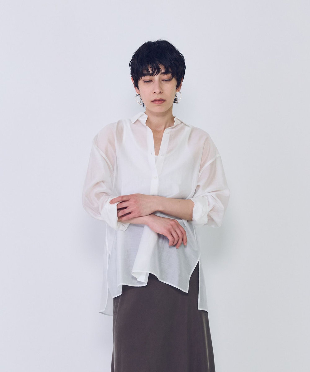 1er Arrondissement シアーテンセルシャツ オフホワイト