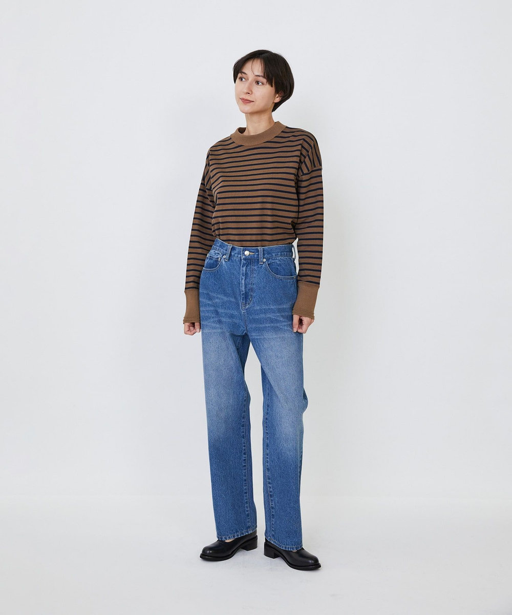 LOISIR デニムストレートパンツ インディゴブルー