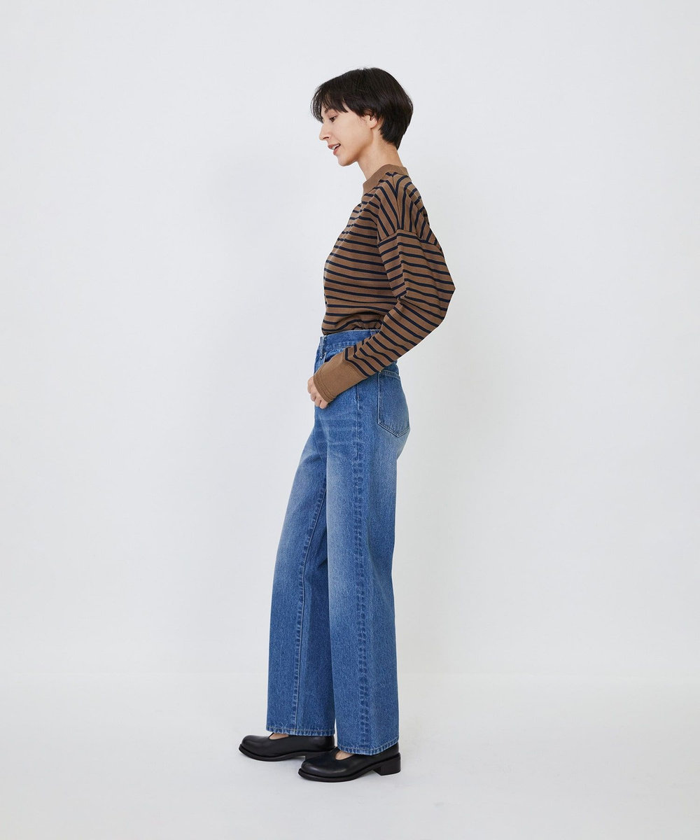 LOISIR デニムストレートパンツ インディゴブルー
