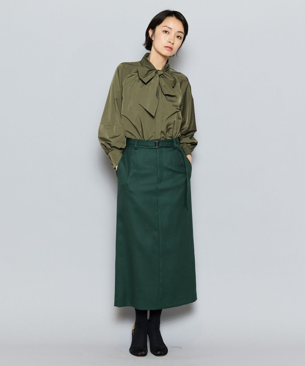 L'EQUIPE ウールサキソニースカート グリーン