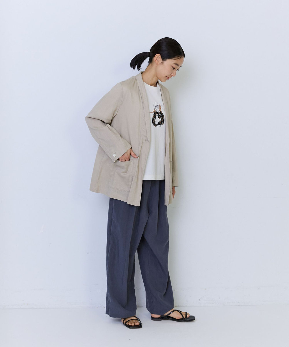 ADIEU TRISTESSE コットンリネンショールカラージャケット ベージュ