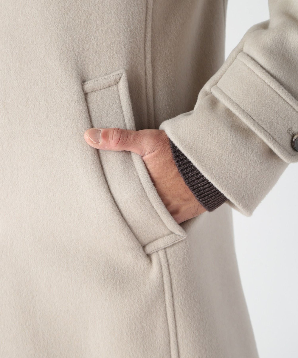 MEN'S BIGI スーパー140ウールビーバーヘリンボーンコート ベージュ