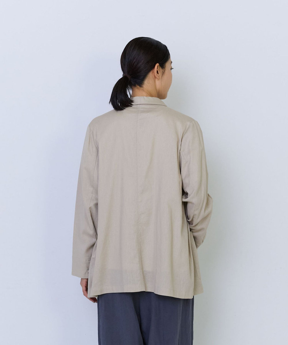 ADIEU TRISTESSE コットンリネンショールカラージャケット ベージュ