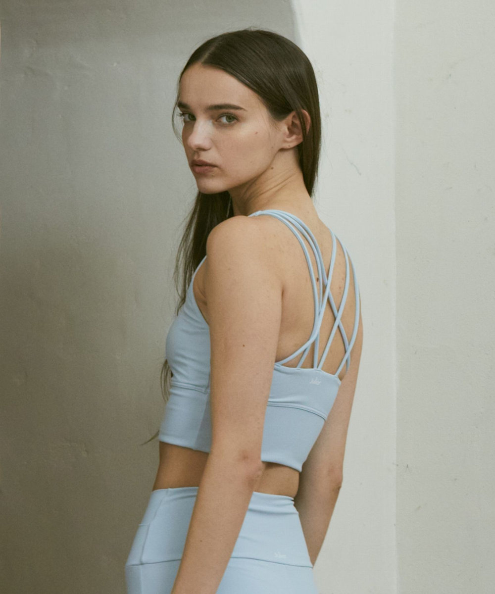 Julier 【定番】YOGA FITショートトップス/パット付き・UVカット・吸汗速乾・ホットヨガ対応・水着・水陸両用 ブルー