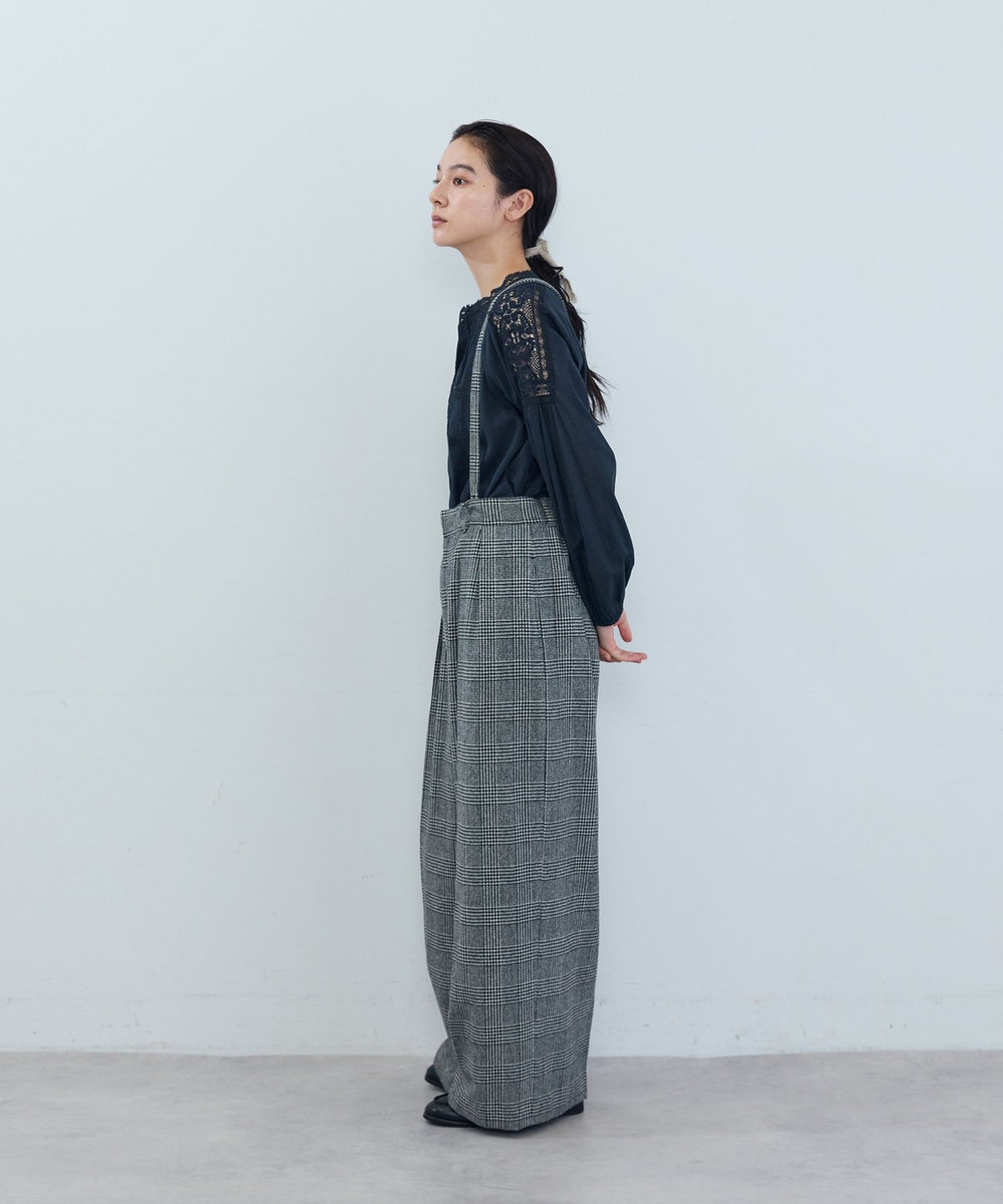 ADIEU TRISTESSE 《石上美津江さんコラボ》ウールチェックタックパンツ ブラック系その他