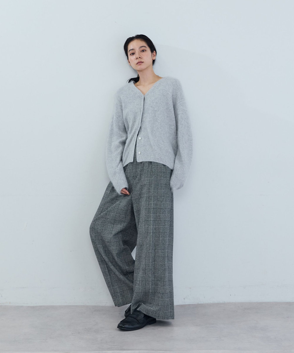 ADIEU TRISTESSE 《石上美津江さんコラボ》ウールチェックタックパンツ ブラック系その他