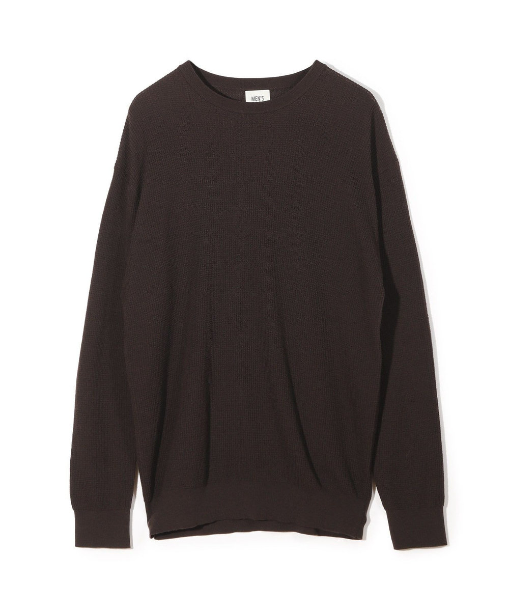 MEN'S BIGI メリノウール ワッフル編みニット ブラウン