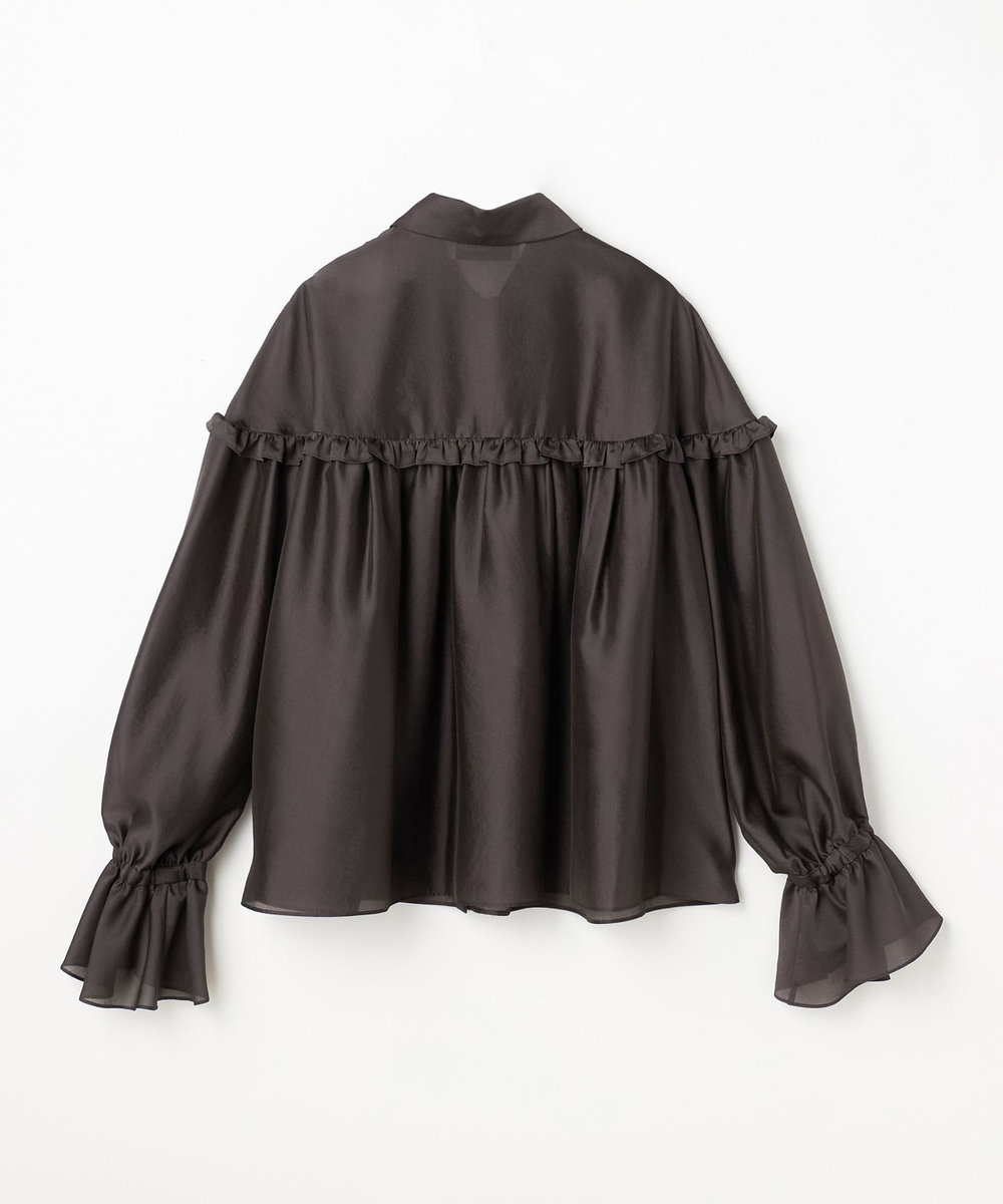 DÉPAREILLÉ SILKY FRILL BLOUSE / シルキーフリルブラウス チャコールグレー