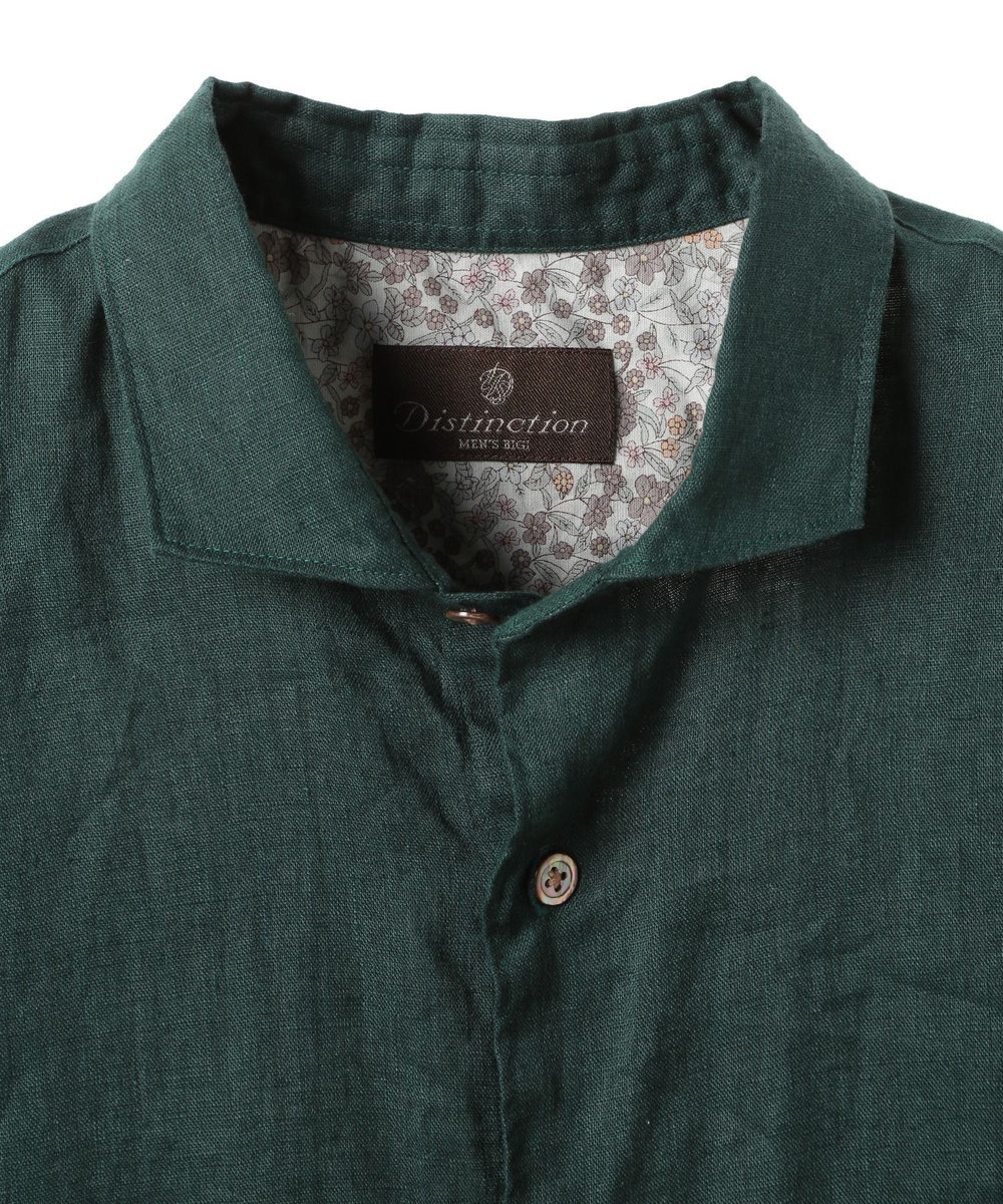 MEN'S BIGI NOVELTEX社リネン素材七分袖シャツ グリーン