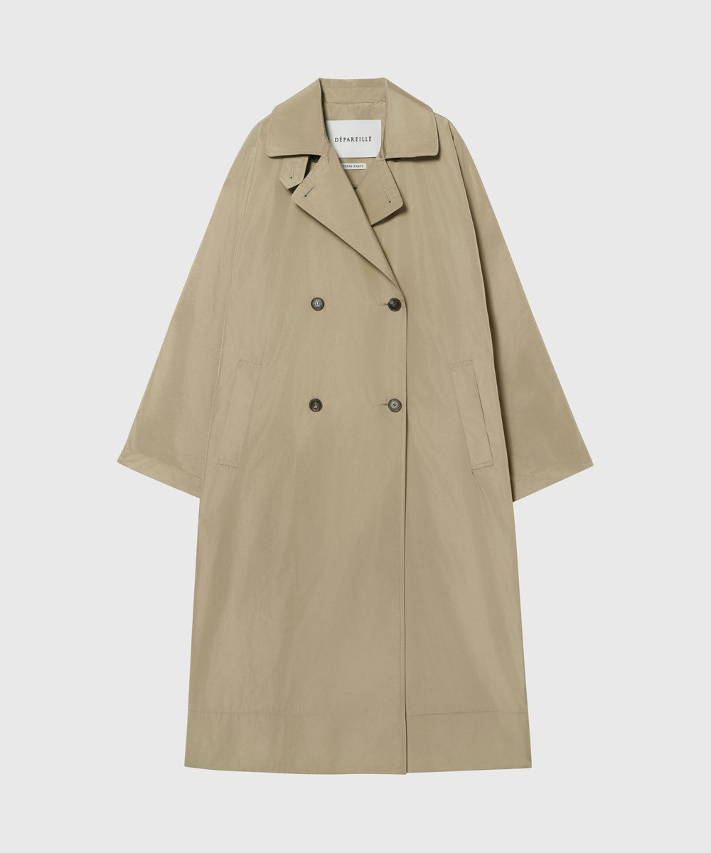 DÉPAREILLÉ TAFFETA PONCHO COAT / タフタポンチョコート ベージュ