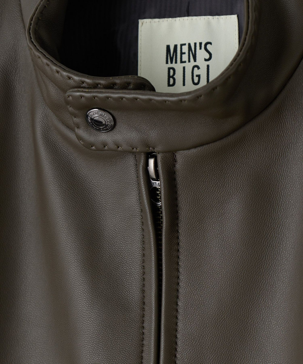 MEN'S BIGI ミリタリーディテール シープレザーブルゾン カーキ