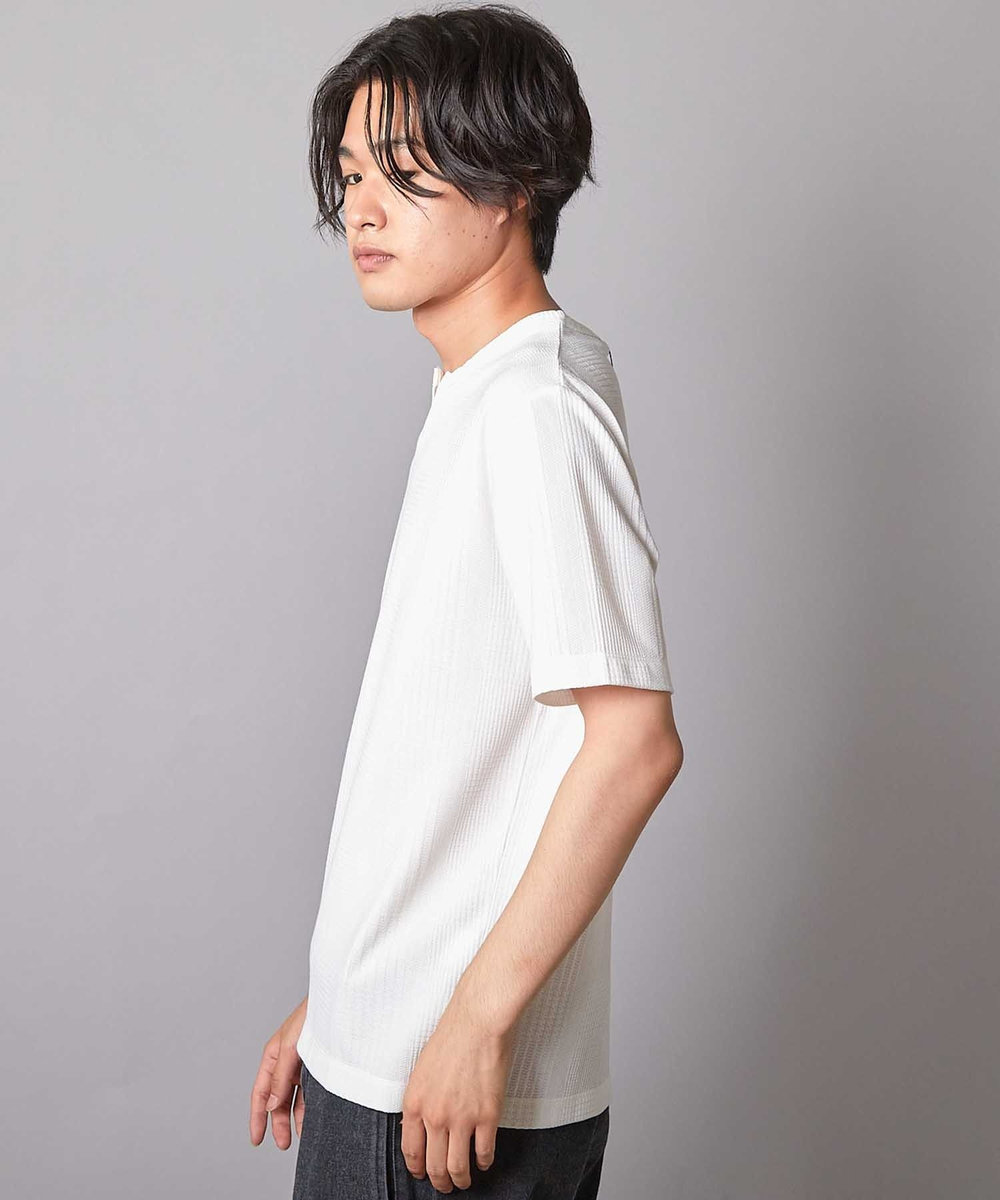 UNION STATION リンクスジャガード キーネックTシャツ ホワイト
