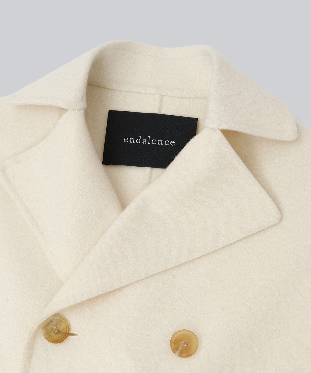 endalence メルトンダブルブレスト袖リブハーフコート アイボリー